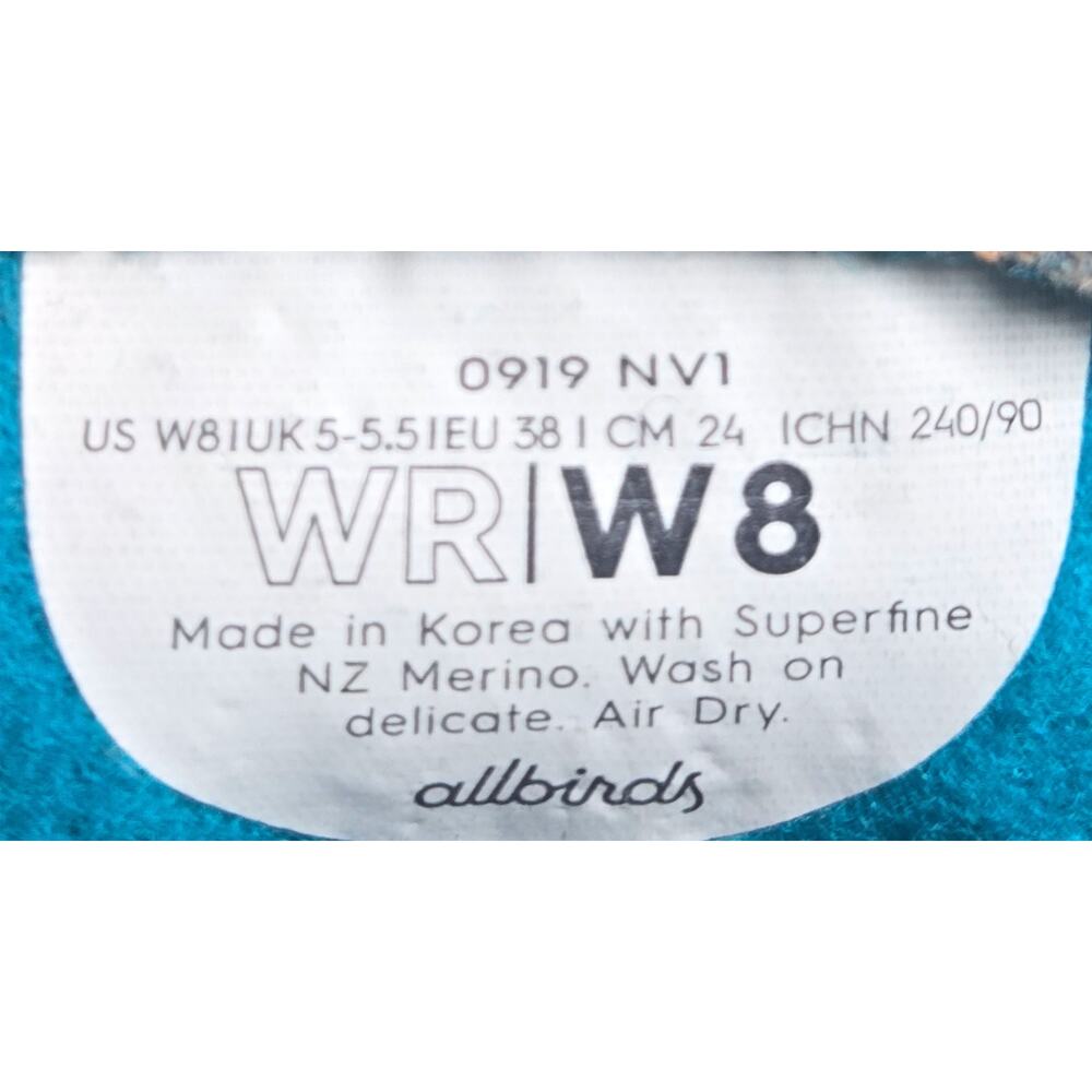 Allbirds Wool Low Top Runner Lace Up Blue Shoes Women's Size 8‎ - Picture 9 of 9